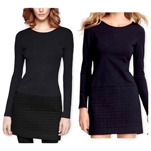 Theory Womens Dress Mimi Q Classical Shift Quilted Long Sleeve Black Stretch L. - Picture 1 of 9